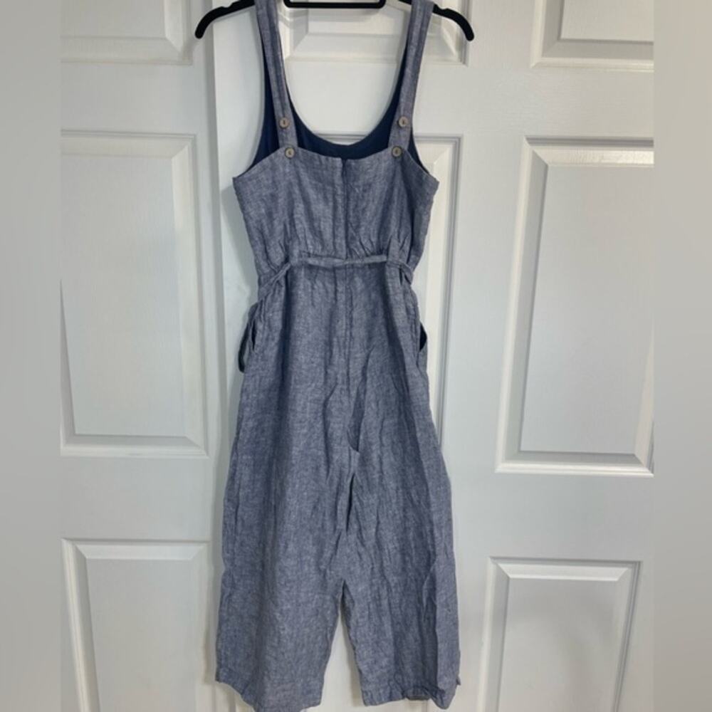 Rachel Zoe Jumpsuit Linen Scoop neck tank Belted Cropped Pants Size 2 - Picture 7 of 8